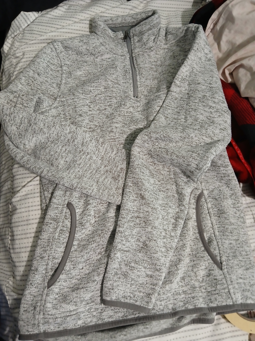 Thread & Supply Light Heather Gray Quarter-Zip Pullover